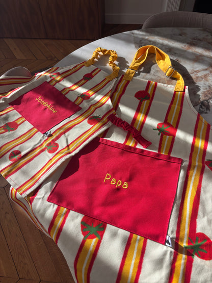 tabliers brodés enfant parents matchy